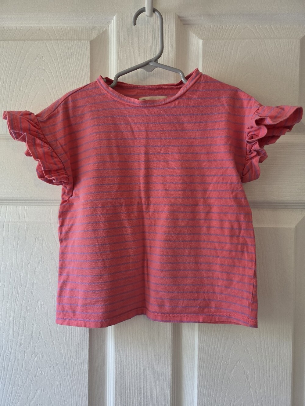Tucker + Tate Pink Striped Ruffle Sleeve Tee Size 6
